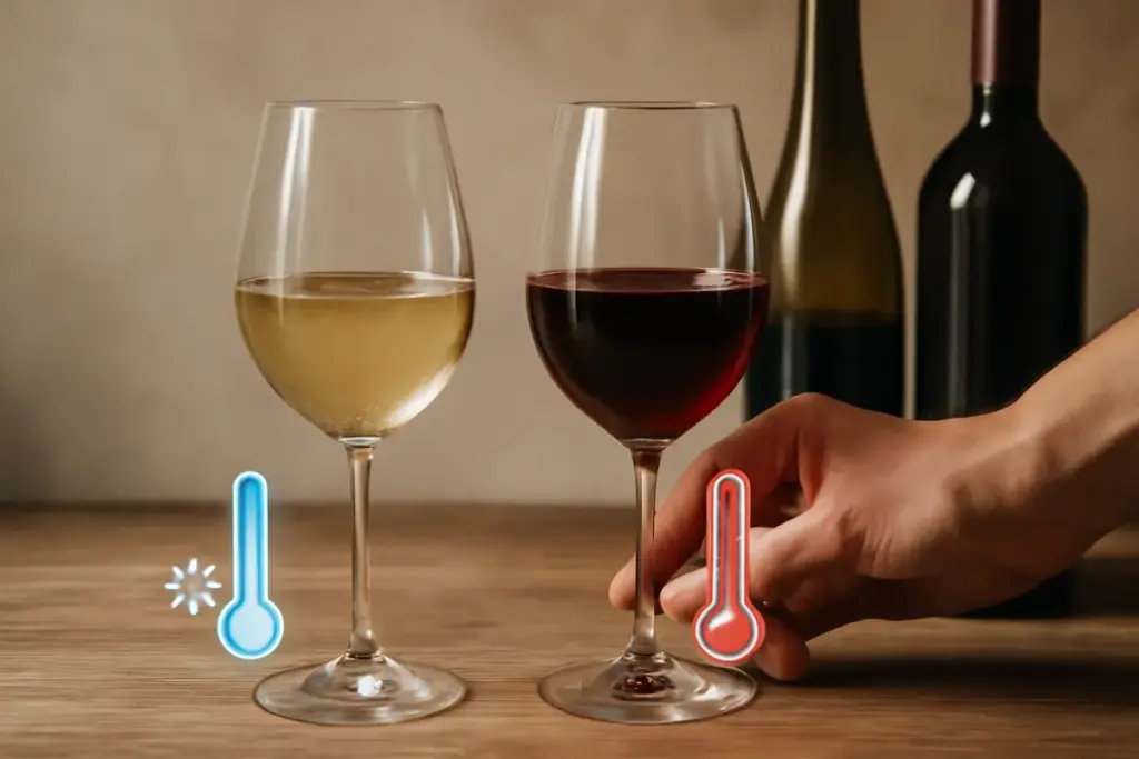 Temperatura di servizio perfetta per vini bianchi e rossi: la differenza la noti subito nel calice